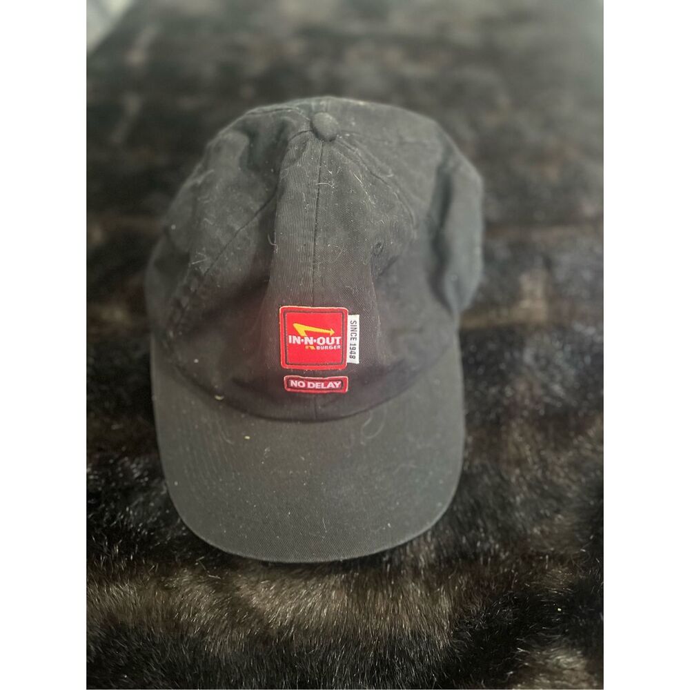 In-N-Out Burger Hat No Delay Black Embroidered Men's Adjustable Hamburger‎